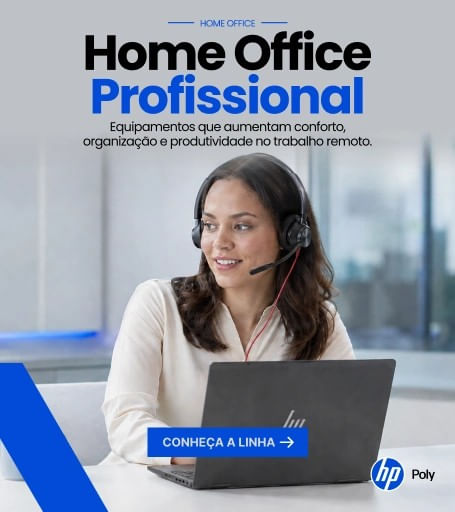 Headset HP Poly para home office profissional com conforto, organização e produtividade no trabalho remoto.