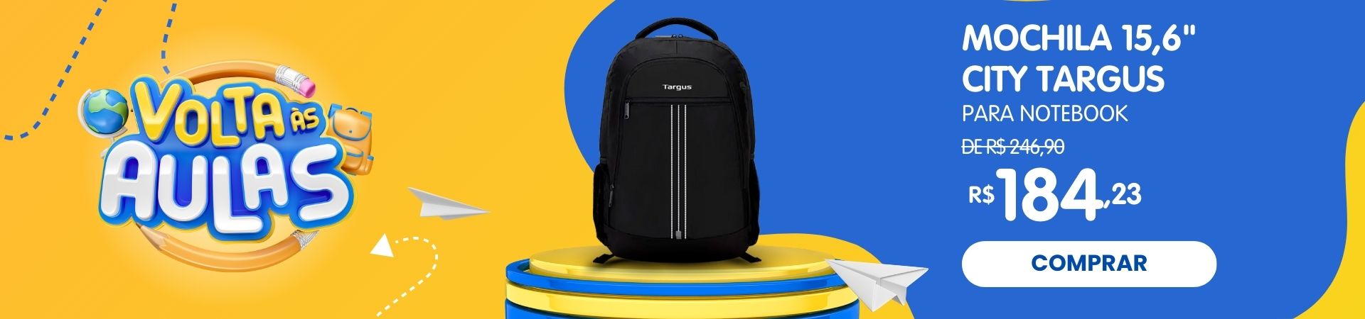 Mochila Targus City para notebook até 15,6 polegadas com compartimentos internos e design urbano
