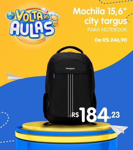 Mochila Targus City para notebook até 15,6 polegadas com compartimentos internos e design urbano