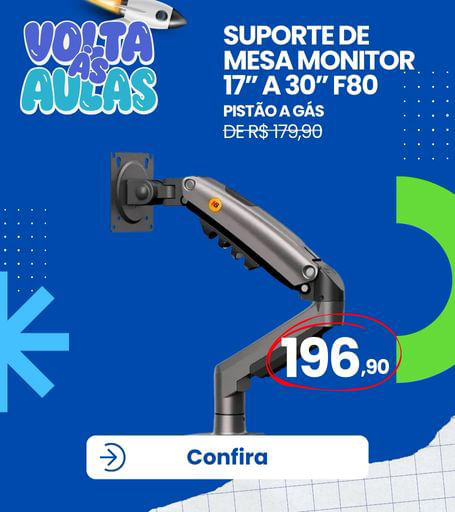 Suporte de mesa articulado para monitor de 17 a 30 polegadas com pistão a gás e ajuste de altura