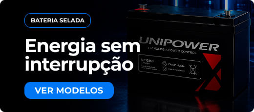 Banner de bateria selada Unipower com chamada Energia sem interrupção.