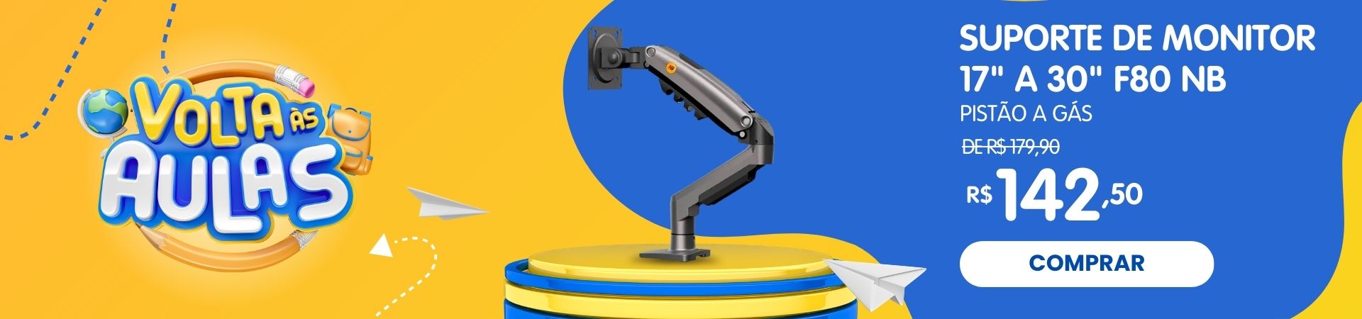 Suporte de mesa articulado para monitor de 17 a 30 polegadas com pistão a gás e ajuste de altura