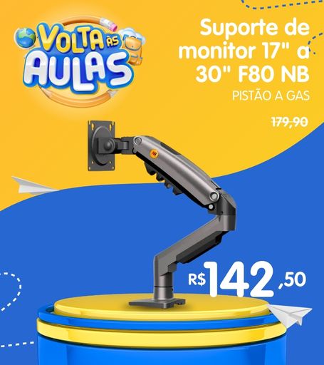 Suporte de mesa articulado para monitor de 17 a 30 polegadas com pistão a gás e ajuste de altura