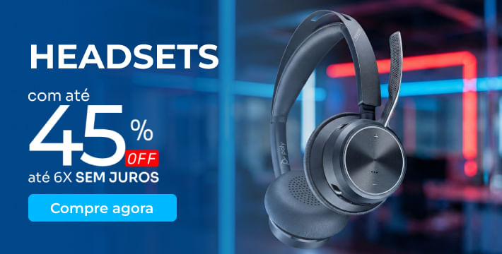 Banner da categoria de Headsets com até 45% OFF