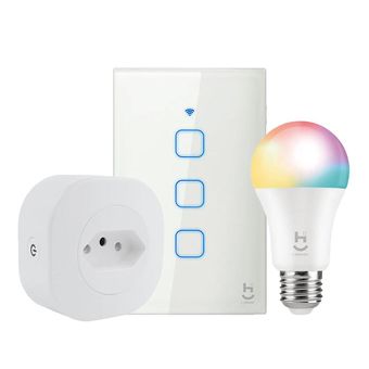 Kit Casa Inteligente Lâmpada + Interruptor + Adaptador de Tomada - Geonav