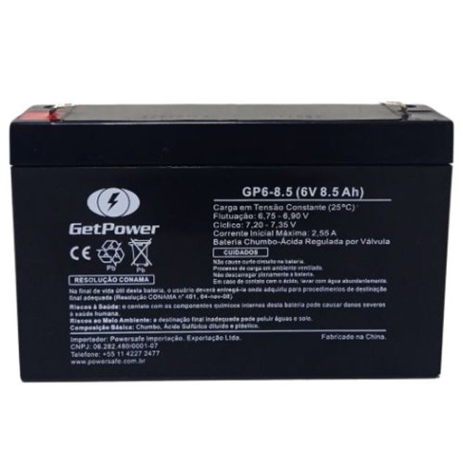 Bateria Selada 6v 8,5ah Gp 6-8,5 Dc Getpower
