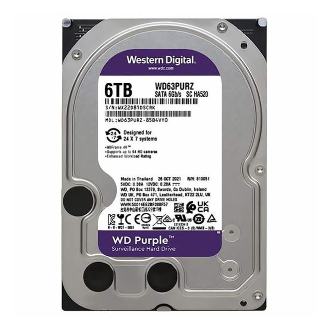 HD Interno 6TB Sata III 64MP Purple WD63PURZ Western Digital