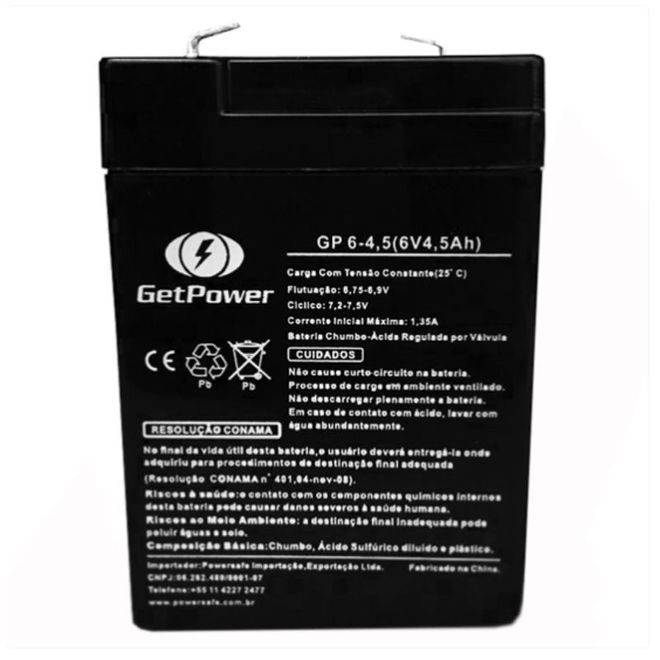 Bateria Selada 6V 4,5ah Gp6-4,5 Getpower