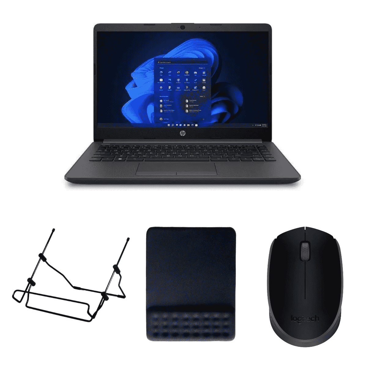 Kit Notebook HP 240 G8 + Mousepad AC365 Multilaser + Mouse sem fio M170 + Suporte Notebook SN-1266