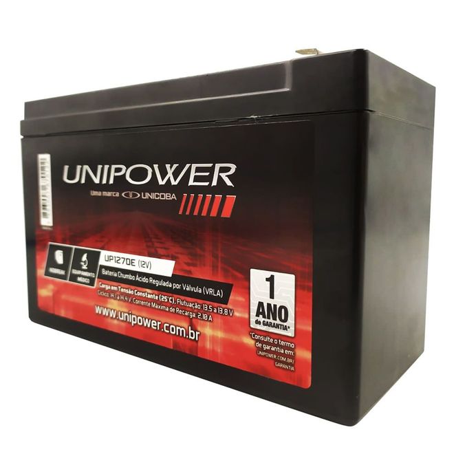 Bateria Selada Unipower Estacionária VRLA 12V 7Ah UP1270E