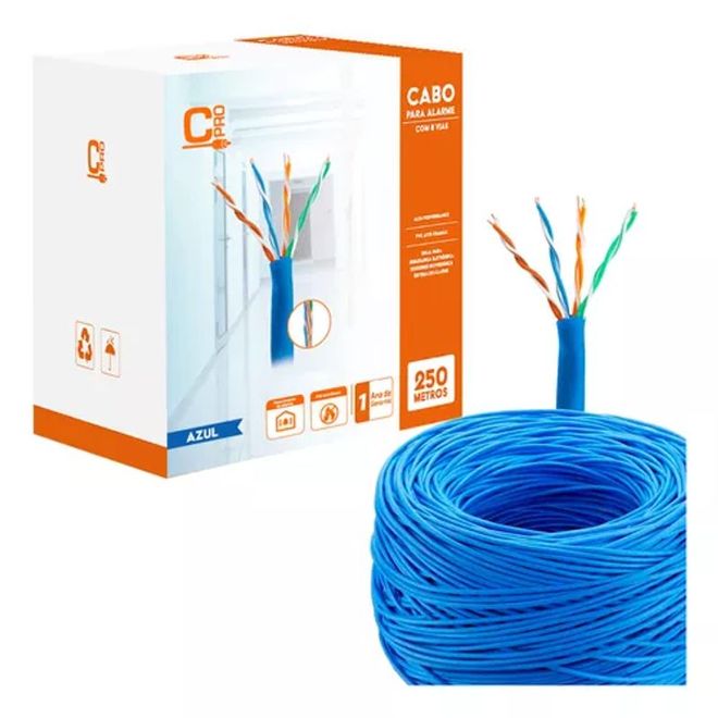 Cabo Para Cftv Azul Caixa com 250m 017-0220 Connect Pro Cabo Para Cftv Azul Caixa com 250m 017-0220 Connect Pro