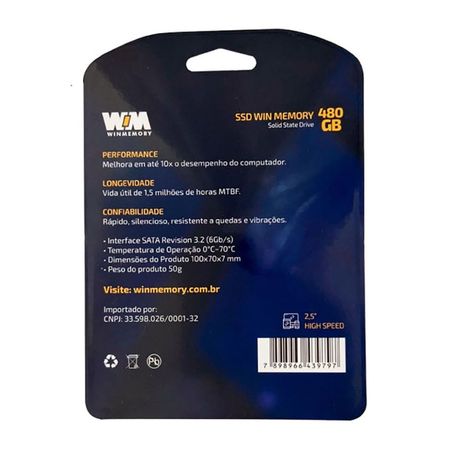 SSD 480GB SWR48 Win Memory | Eletrônica Santana - Eletronica Santana