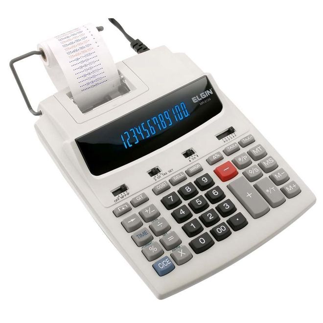 Calculadora de Mesa com Funções Contábeis Bobina Visor e 12 Dígitos MR 6124 Elgin