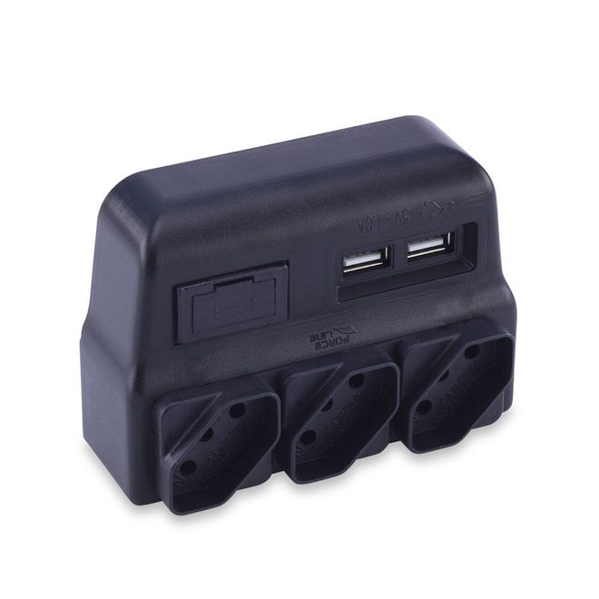 Protetor Elétrico Tripolar com Carregador USB Force Line