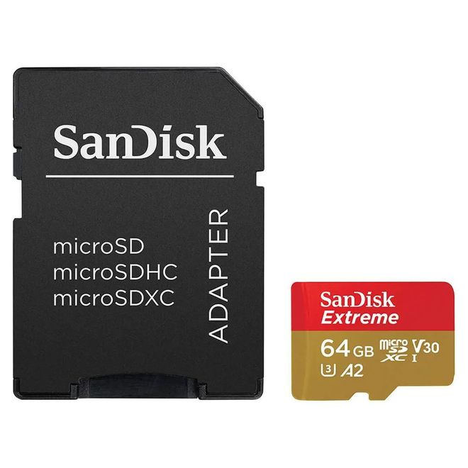 Cartão de Memória Micro SD Sandisk 64GB Classe 10 + Adaptador SD SDSQXAH-064G-GN6AA