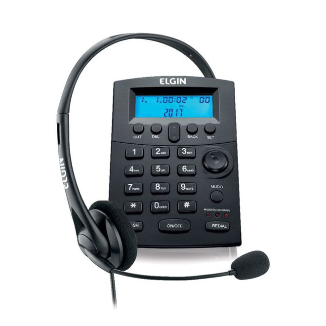 Headset com Teclado e Identificador Preto HST8000 42HST80000000 Elgin