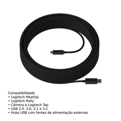 Cabo Logitech Strong USB 10m | Conexão Estável e Durável