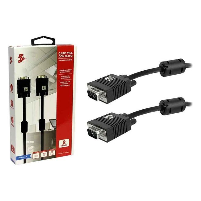 Cabo VGA Macho + VGA Macho com Filtro Preto 2m 018-9572 Pix Cabo VGA Macho + VGA Macho com Filtro Preto 2m 018-9572 Pix