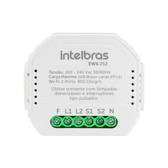 Minicontrolador dimmer inteligente Wi-Fi para 2 interruptores Intelbras