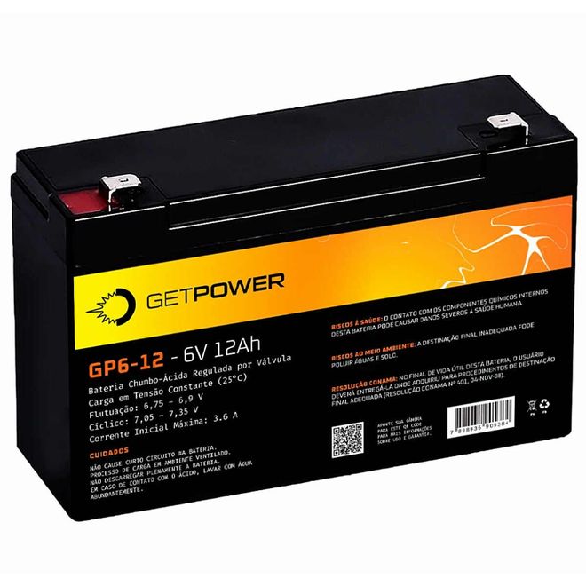 Bateria Selada 6V 12ah GP 6-12 Getpower Bateria Selada 6V 12ah GP 6-12 Getpower