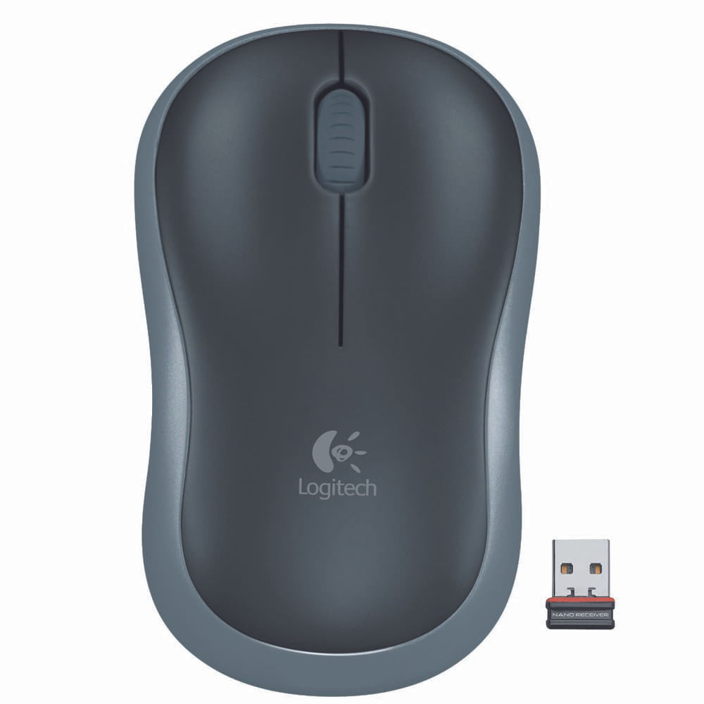 Mouse Logitech M185 Sem Fio Rc/nano Preto Cor Cinza