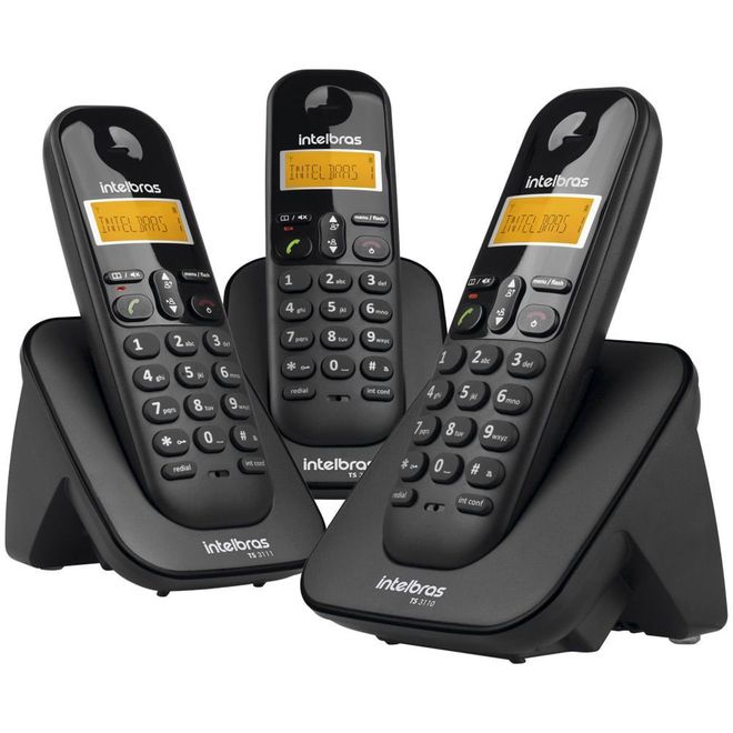 Telefone Sem Fio Digital com 2 Ramais Adicionais TS 3113 Intelbras