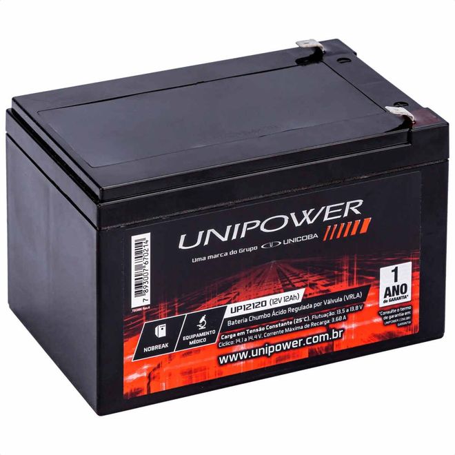 Bateria Selada Unipower Estacionária VRLA 12V 12,0AH F250 UP12120 06C027