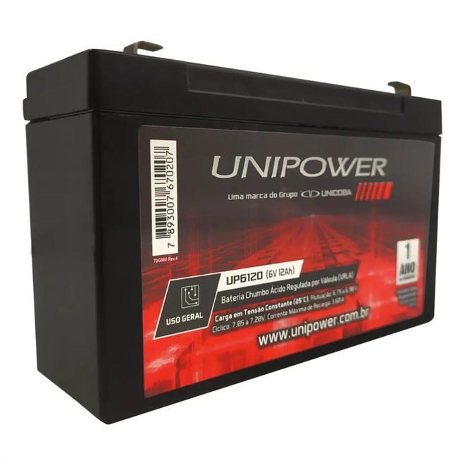 Bateria Selada Vrla 6v 12ah Up6120 Unipower