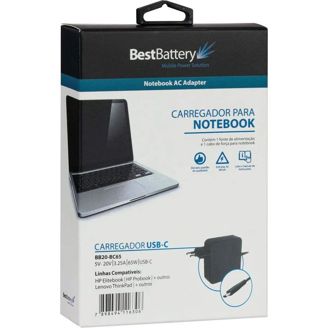 Fonte para notebook USB-C 65W BB20-BD65 Best Battery