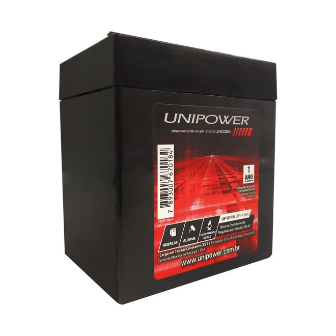 Bateria Selada Unipower Estacionária VRLA 12V 4,5Ah UP1245