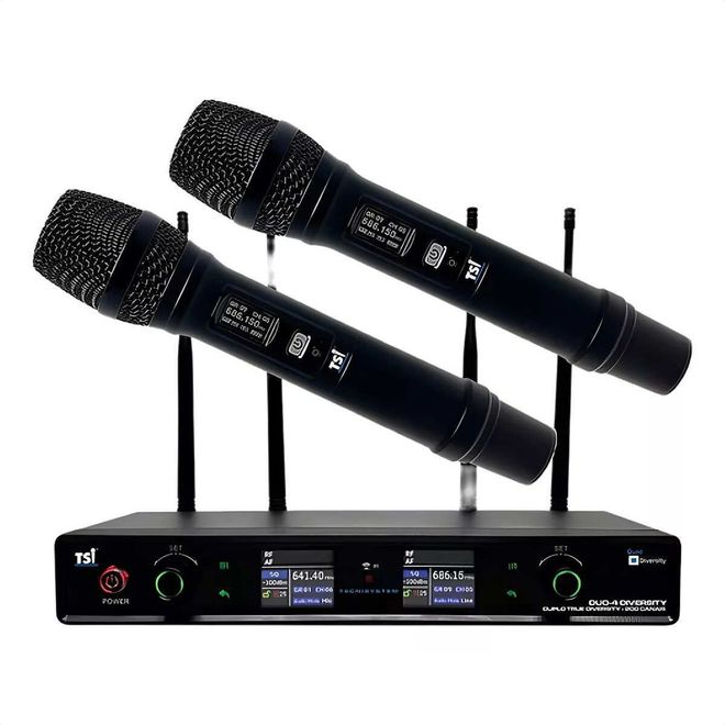 Microfone Sem Fio Duplo 4 Antenas Duo-4 Diversity Tsi