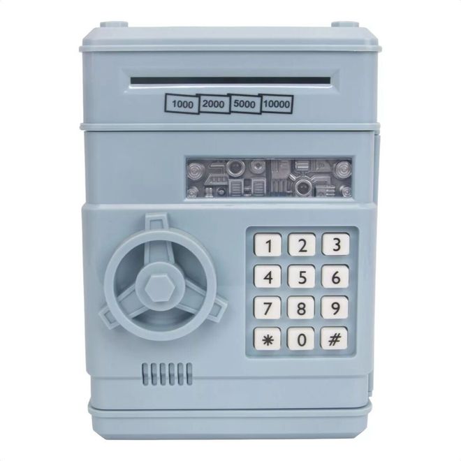 Cofre Eletrônico Digital Infantil Puxa Nota Azul Claro XR011