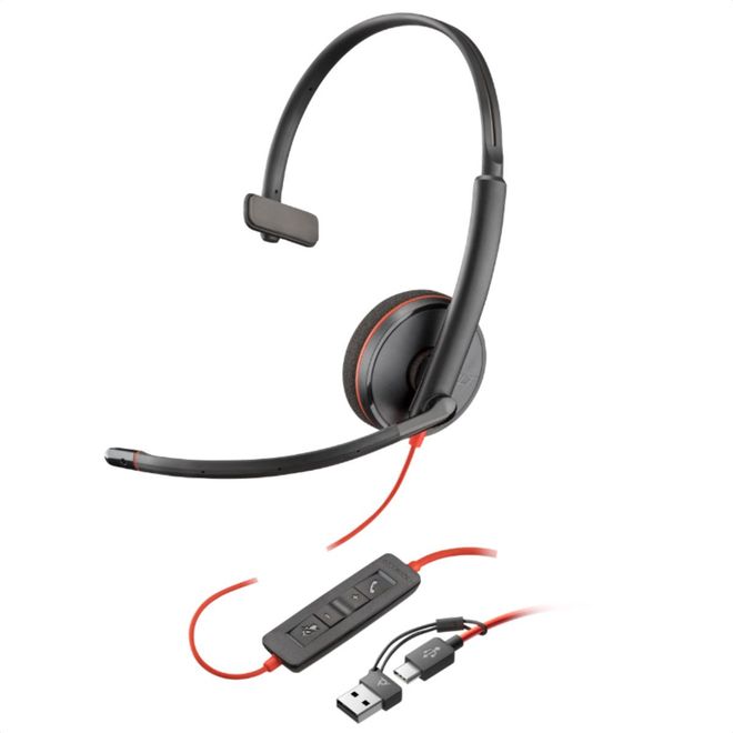 Headset Mono Blackwire C3210 USB-C USB-A 8X214A6 Poly HP
