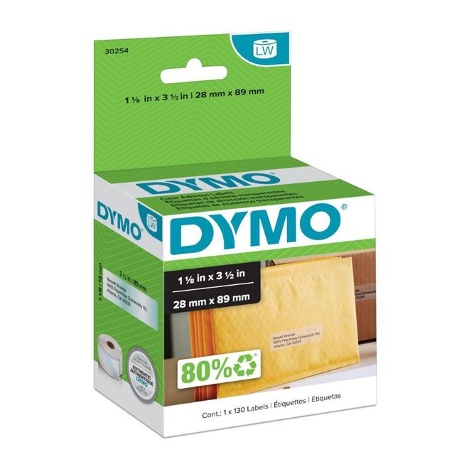Etiqueta para  Impressora Térmica 2.9cm x 8.9cm Rolo com 130 Etiquetas 30254 Dymo
