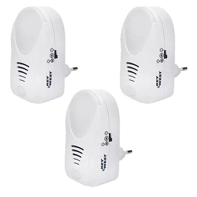 Kit com 3 Repelentes Eletrônicos Pernilongos/Ratos/Morcegos com Luz Noturna 6953 DNI