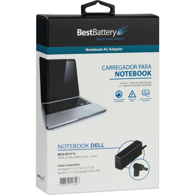 Fonte Para Notebook 19.5V 3.34A 90W XPS18 BB20-DE19-T9 Best Battery