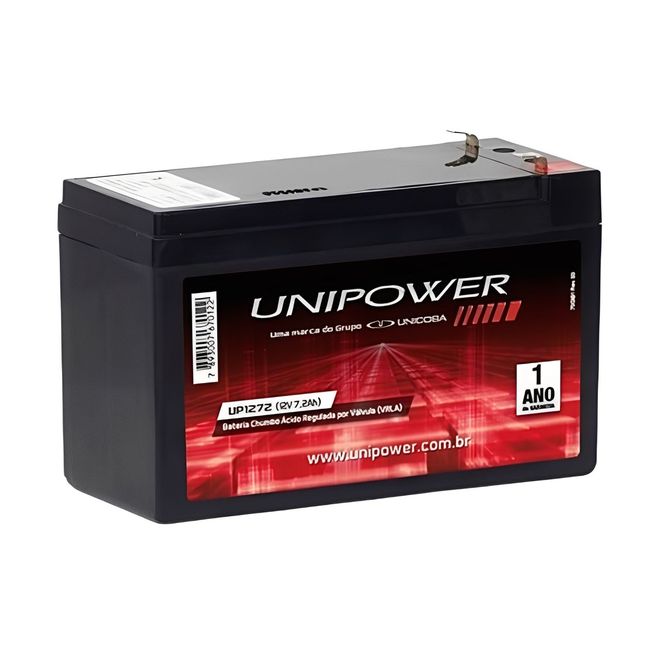 Bateria Selada Unipower Estacionária VRLA 12V 7,2AH F187 UP1272