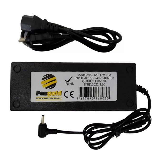 Fonte Cabeada 12V 10A Bivolt FS-329 Fasgold
