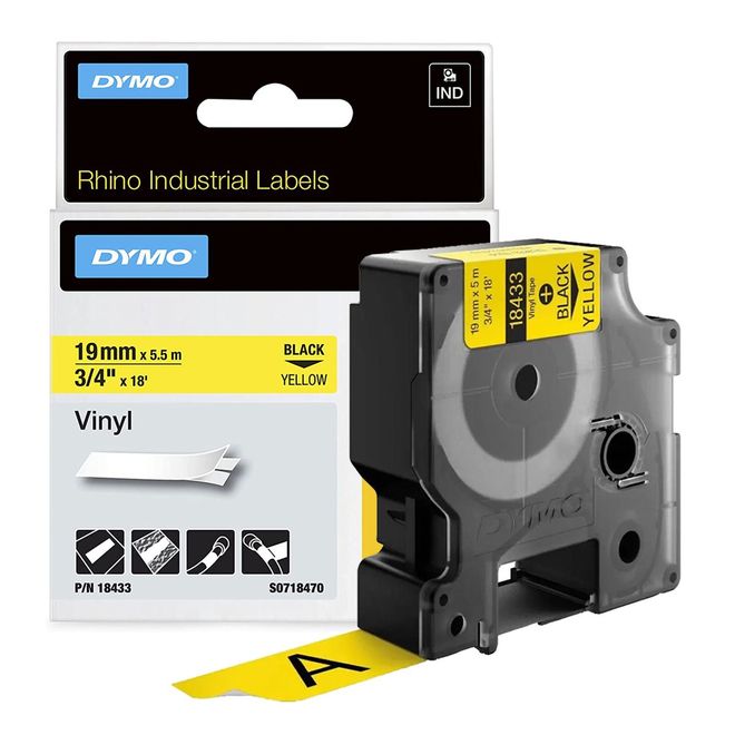 Fita-Rotulador-Dymo-19mm-PretoAmarelo