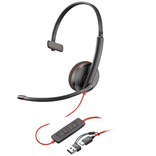 Headset Mono Blackwire C3210 USB-C USB-A 8X214AA HP Poly