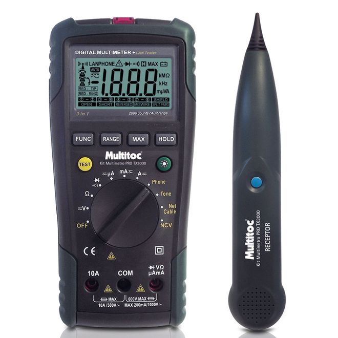 Kit-Multimetro-Digital-Pro-com-Display-Iluminado-TX-3000---Multitoc Kit-Multimetro-Digital-Pro-com-Display-Iluminado-TX-3000---Multitoc