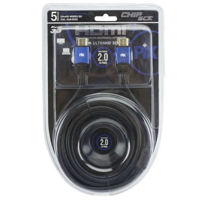 Cabo-HDMI-2.0-4K-UltraHD-19-pinos-018-0520-5-metros----PIX Cabo-HDMI-2.0-4K-UltraHD-19-pinos-018-0520-5-metros----PIX