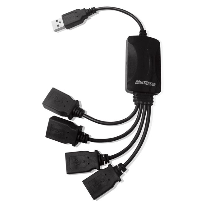 Hub-USB-2.0-4-Portas-Preto-AC042-Multilaser Hub-USB-2.0-4-Portas-Preto-AC042-Multilaser