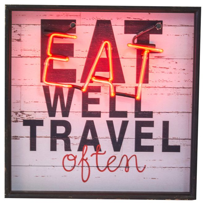 Quadro-Decorativo-Neon-Eat-Well-Travel-Often Quadro-Decorativo-Neon-Eat-Well-Travel-Often