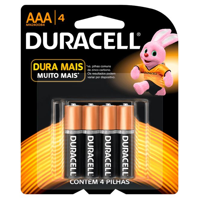 Pilha-Alcalina-Palito-AAA-com-4-Unidades---Duracell Pilha-Alcalina-Palito-AAA-com-4-Unidades---Duracell