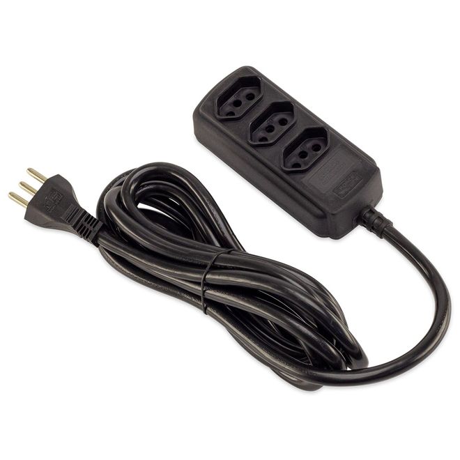 Extensao-Eletrica-com-3-Tomadas-Tripolar-3m-Preta-Force-line Extensao-Eletrica-com-3-Tomadas-Tripolar-3m-Preta-Force-line