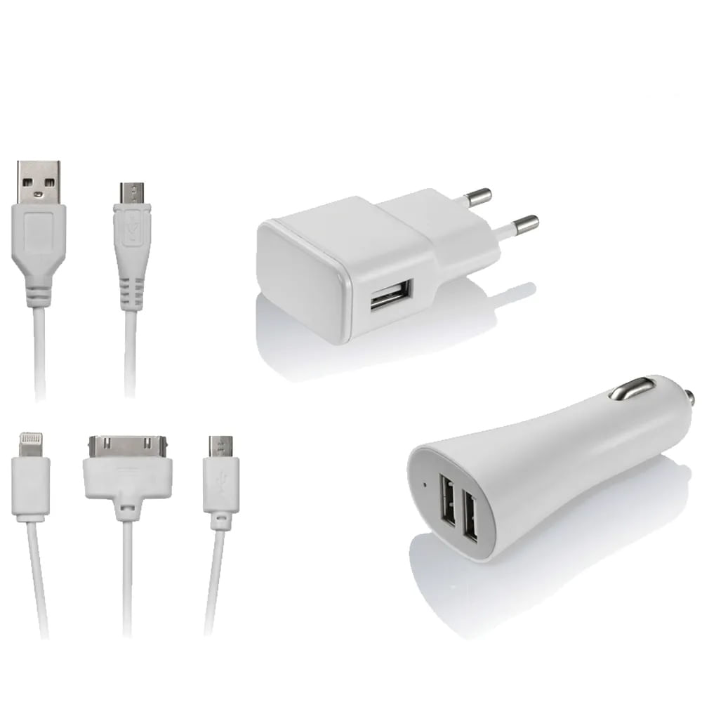 Kit de Carregador 3 em 1 Micro USB / iPhone 4 / iPhone5