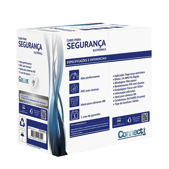 Cabo-CFTV-Branco-Caixa-305m-Connect-Pro Cabo-CFTV-Branco-Caixa-305m-Connect-Pro