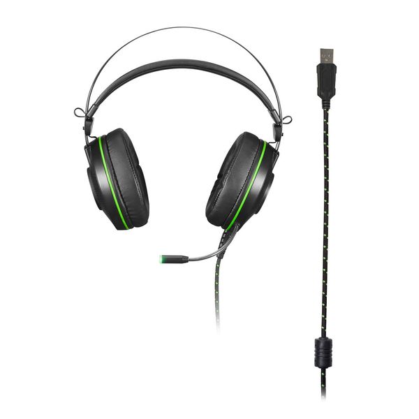 Headset Gamer Warrior Raiko USB 7.1 3D Digital Surround Sound LED Verde -  PH259 - ES Tech