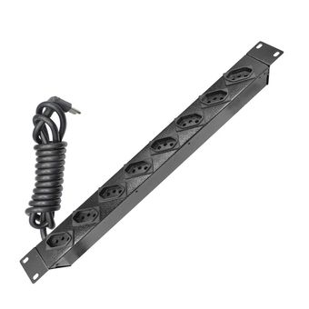 Régua com 8 Tomadas Preto 10A